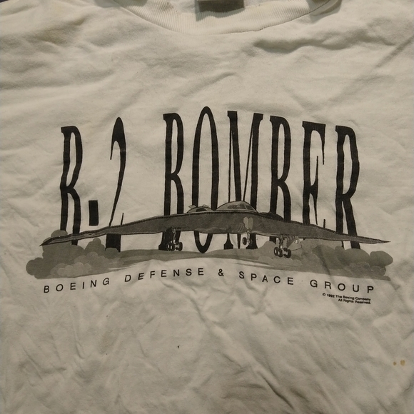 '92 VTG Boeing B-2 Bomber T-shirt XXL Measurement Oneita USA made single stitch - Picture 2 of 8